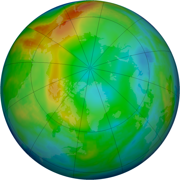 Arctic ozone map for 27 December 1982
